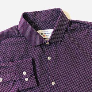 Mizzen Main Men's Large Trim Fit Geometric Button Front Long Sleeve Shirt